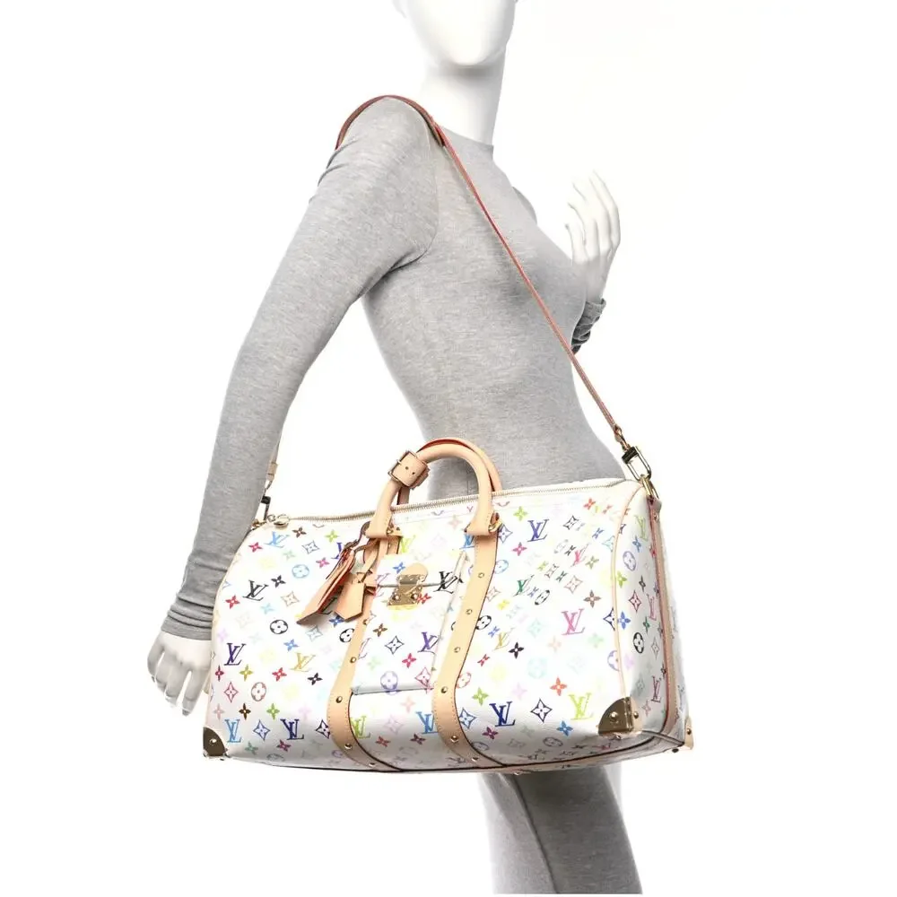 Louis Vuitton Multicolor Keepall Murakami LV X TM Monogram Bandouliere 45 White